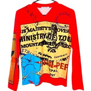 Dolce & Gabanna Long Sleeved V-Neck Shirt Unisex Womens Sz S Mens Sz XXS